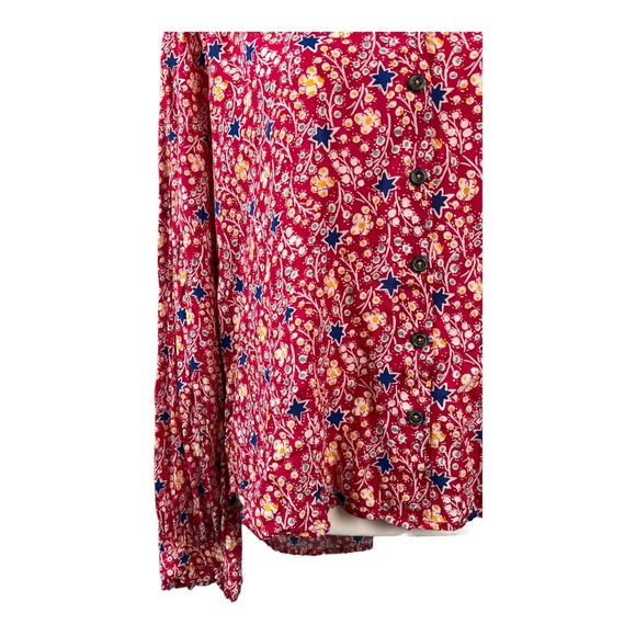 Anthropologie Maeve Pink Patterned Ruffle Shirt | Size 6 - Picture 8 of 14